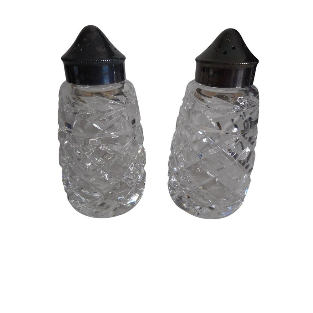 Vintage Waterford Glandore Crystal EPNS Silver Plate Salt & Pepper Shakers - Picture 1 of 3